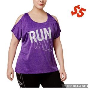 $5 ADD ON ITEM/NWT Material Girl Womens Plus Metallic Slogan Pullover Top